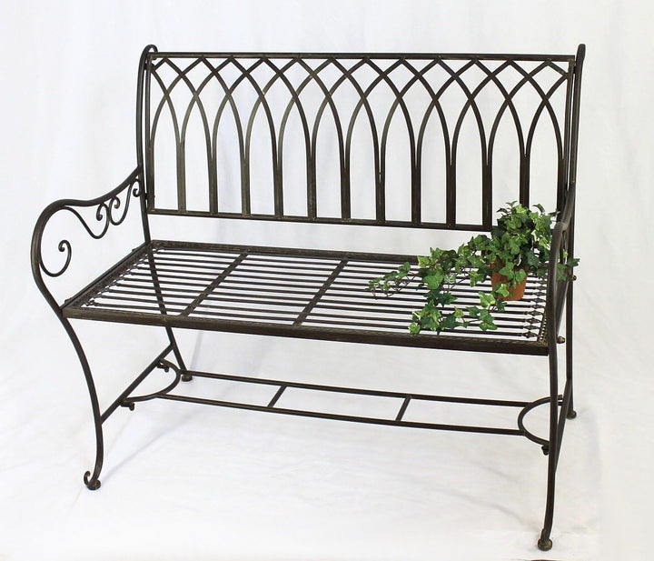 DanDiBo Gartenbank Metall Wetterfest Braun 110 cm Parkbank Romina 2-Sitzer Baumbank Sitzbank