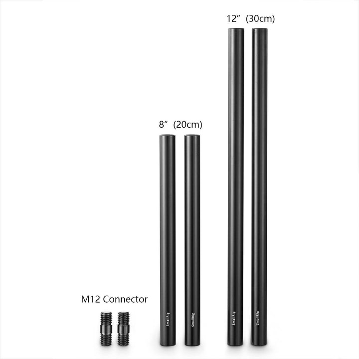 SmallRig 15mm Rod Pack, 15mm Rohr mit M12 Gewinde Stangenkappenverbindern, Aluminiumlegierungs Stang