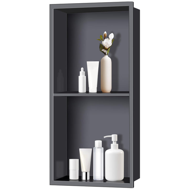 FTL Wandnische Dusche 30 x 61 x 10cm,Duschnische aus 304 Edelstahl,Schwarz Eingebettet Wandnische,Ke