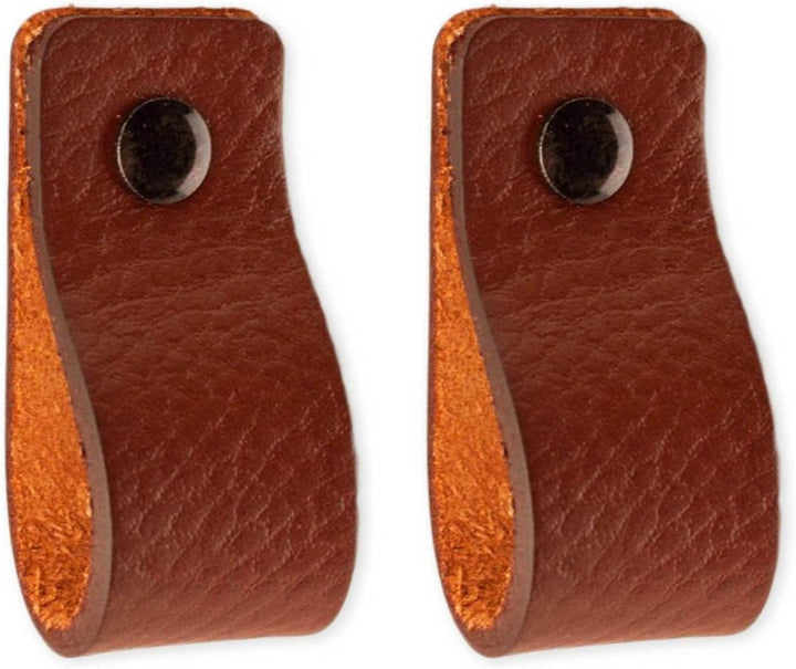 Brute Strength - Ledergriffe für Möbel - Cognac - 6 Stück - 12,5 x 2,5 cm - Schrankgriff, Türgriff f