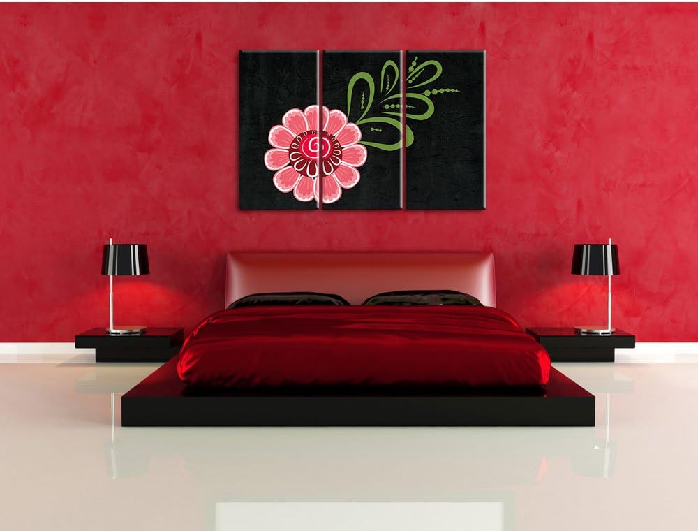 Pixxprint Hübsche rosa Blume als Leinwandbild/Grösse: 3 Teilig (120x80) cm/Wandbild/Kunstdruck/ferti