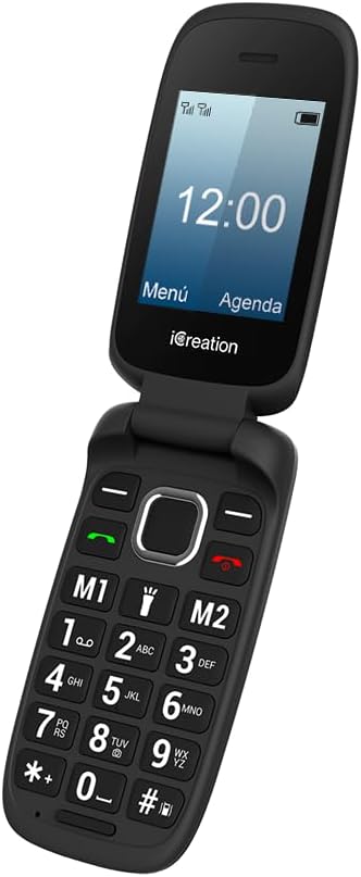 C30 - Schwarzes Klapphandy mit Dual-Display (2,4" + 1,77"), grossen Tasten und Ziffern, 2 Direktspei