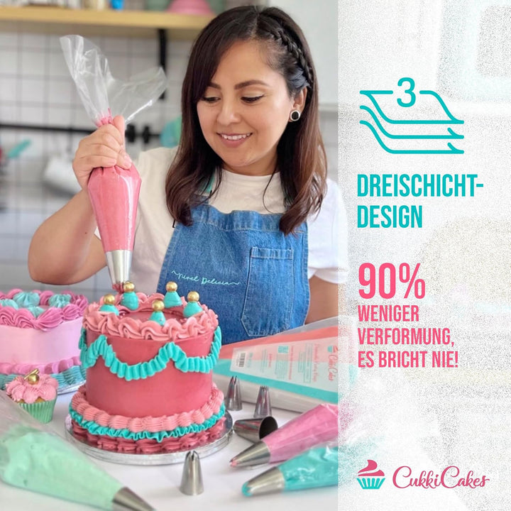 CukkiCakes 600 Stück Profi Einweg Spritzbeutel (Grösse: 30cm/40cm/47cm/53cm) - 100% Recycelbar - Ext