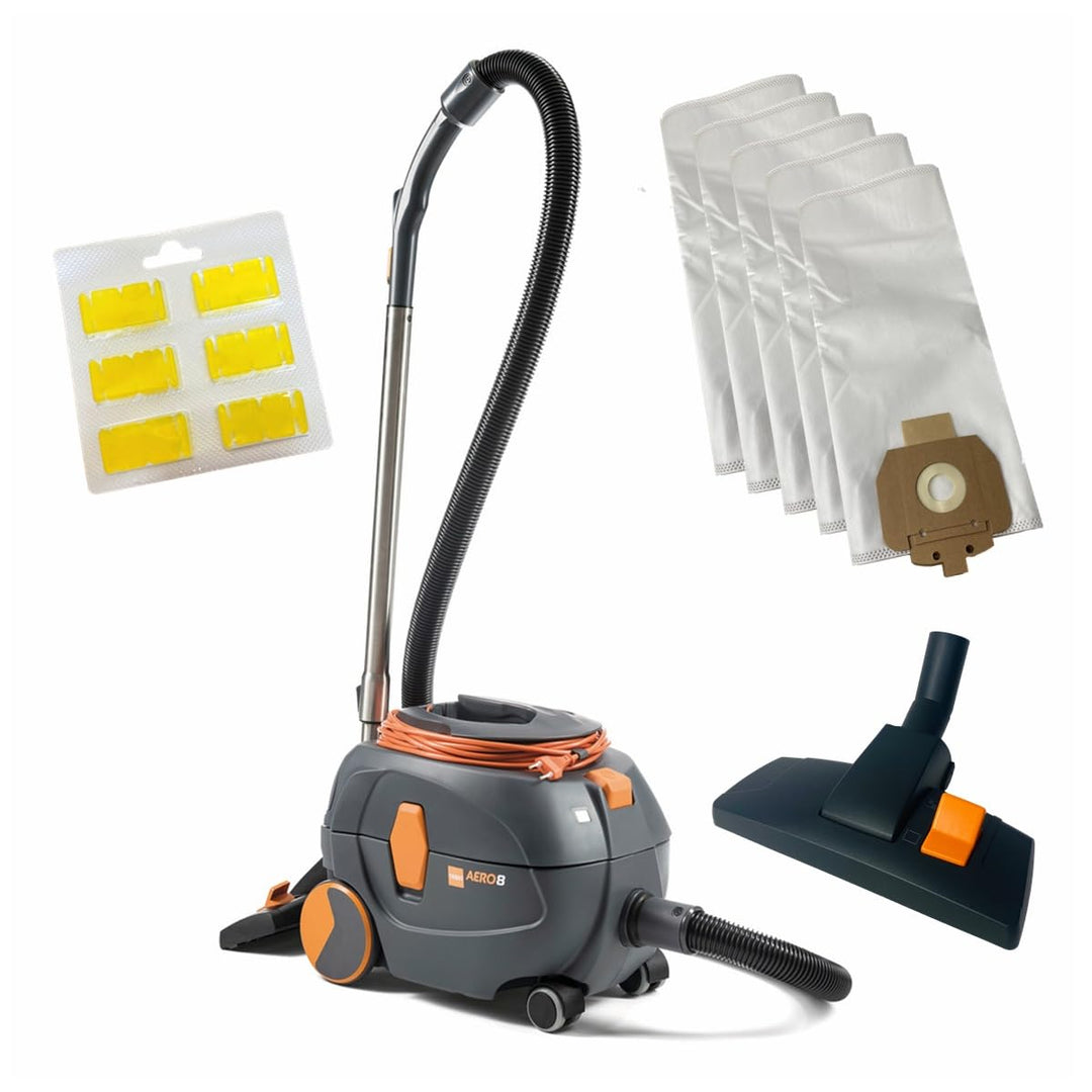 JaTop Staubsauger Kesselsauger Taski Aero 8 Euro, Grau/Orange, Flüstermotor, inkl. Duft & 5 kompatib