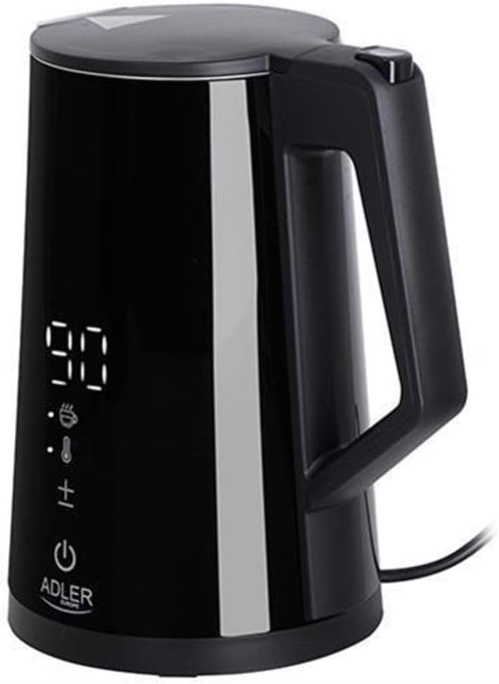 Adler AD 1345 elektrischer Wasserkocher aus Edelstahl 1,7 l schwarz LED Anzeige 1.7 Liter Schwarz, 1