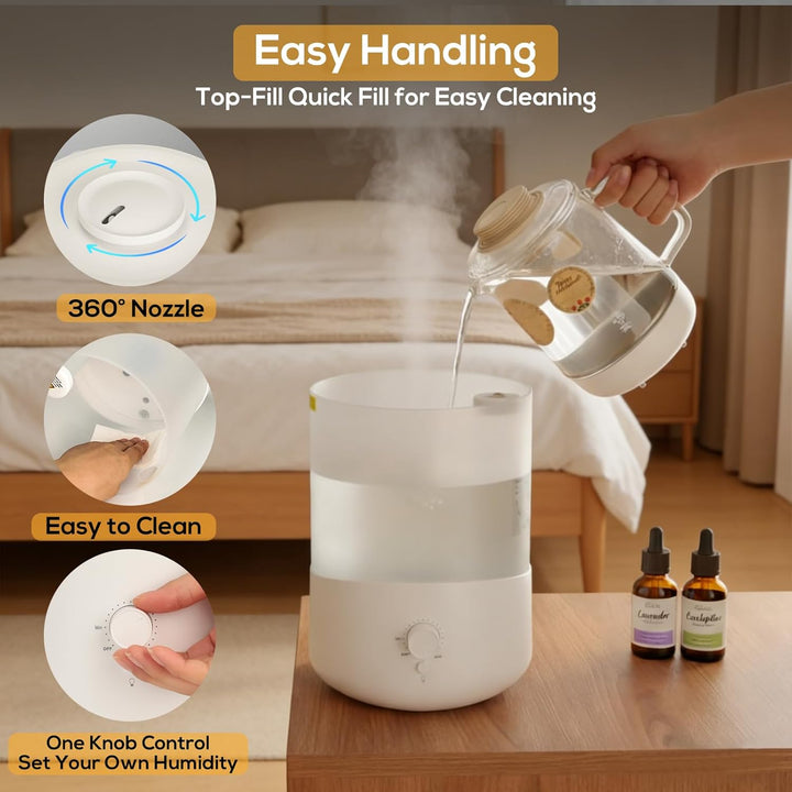 Romon Luftbefeuchter Schlafzimmer 2.5L, Top-Fill Aroma Diffuser, Humidifier mit 360° drehbarer Düse,