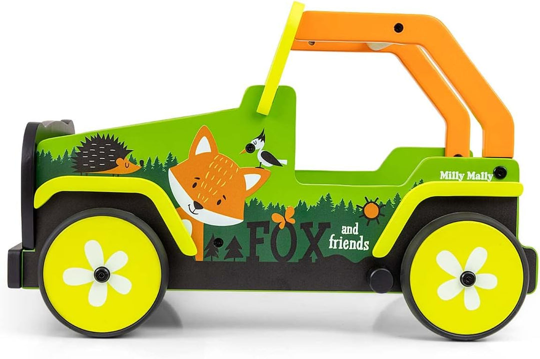 Milly Mally Explorer Kinder Lauflernwagen Holz Baby Push Pull Lauflernhilfe Spielzeug für 1-3 Jahre