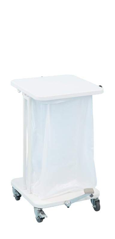 PROREGAL Abfallsackständer mit Deckel und Fusspedal | 40 Liter, HxBxT 60x37x43cm | Weiss, 40 Liter