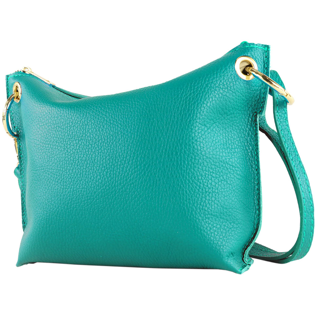 modamoda de T243 Damen Leder Umhängetasche Schultertasche handmade in Italy Türkisblau, Türkisblau