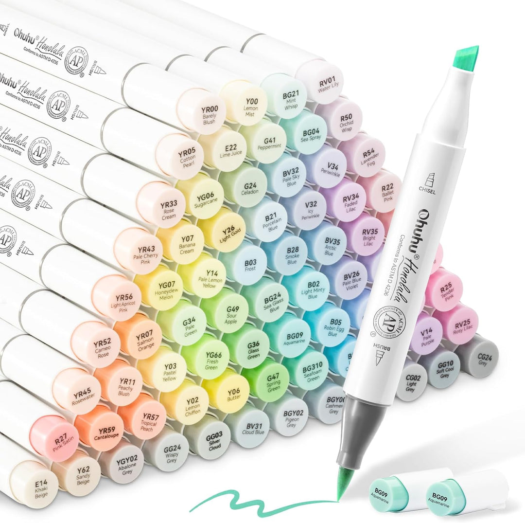 Ohuhu Marker Stifte Pastel mit 96 Farben, doppelseitige Farbspitze Brush Marker für Entwürfe und Com