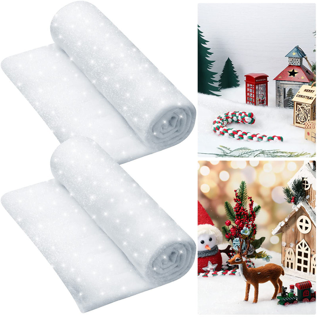 Hestya Weihnachten Schneedecken Rolle für Verschneite Dekoration Weiss Glitzer Weihnachtsdecke Kunst