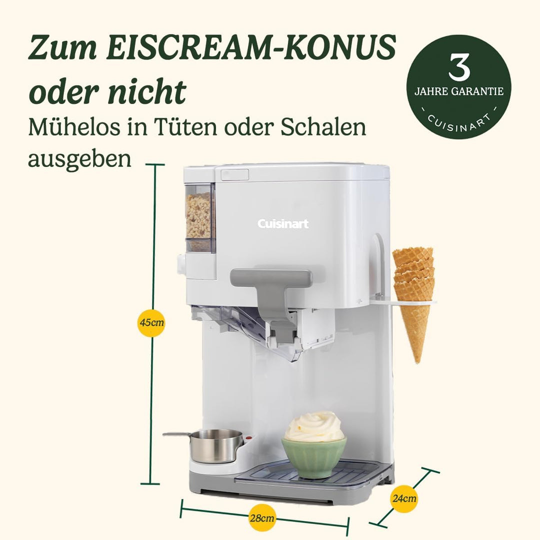 Cuisinart Eismaschine | Softeis, Gelato, Sorbet, milchfreies Eis, gefrorener Joghurt | Topping-Spend