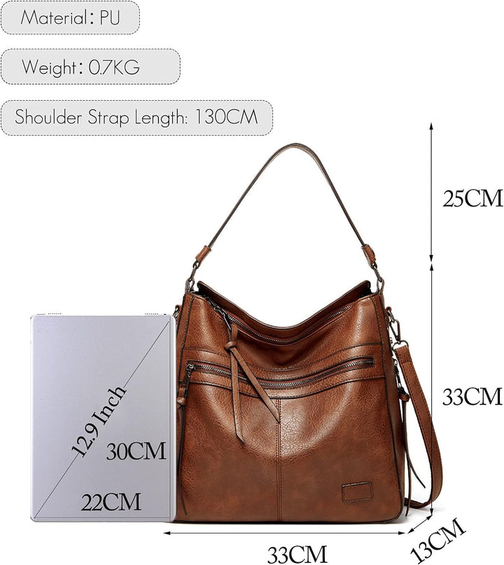 FANDARE Retro Handtaschen Damen Schultertasche Umhängetasche Wasserdicht PU Leder Frauen Quaste Trag