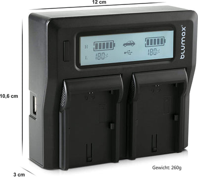 Doppel-Ladegerät ersetzt Sony NP-F970 / Np-F960 Dual Charger | kompatibel mit Sony NP-F970 NP-F960 N