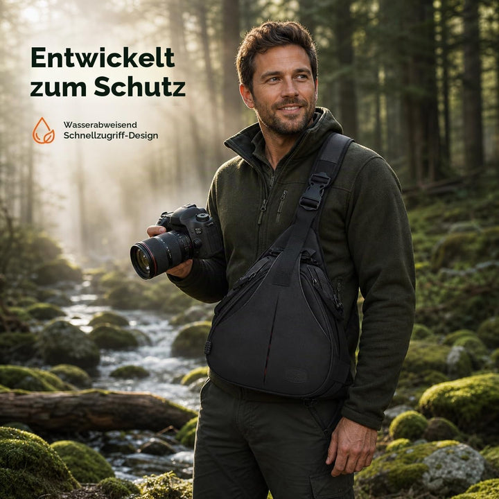 CADeN Kameratasche,Camera Sling Crossbag Fototasche Kamera Umhängetasche Kompatibel mit Canon Nikon