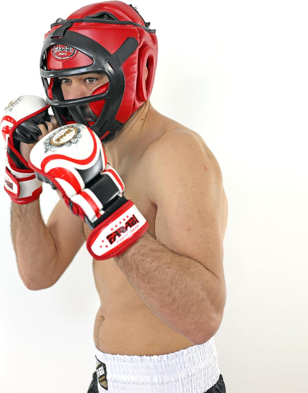 Farabi Sports Kopfschutz Frontbügel Grillschutz Krav MAGA Kickboxen Kopfschutz M Red, M Red