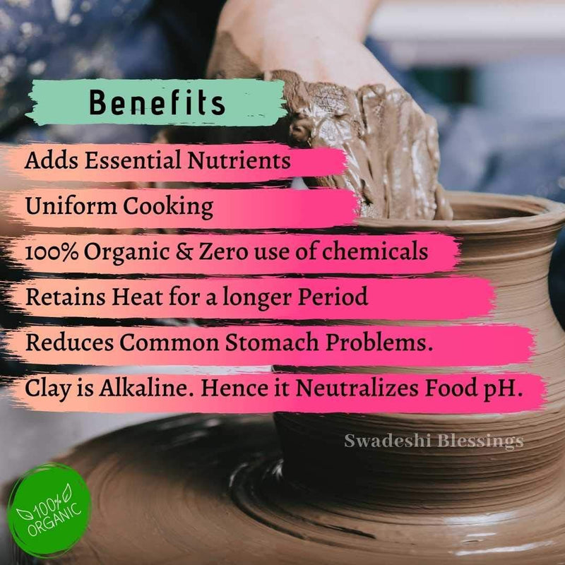 Swadeshi Blessings Exklusive Reihe unglasierter Tontopf zum Kochen und Servieren mit Deckel/Erdkadai