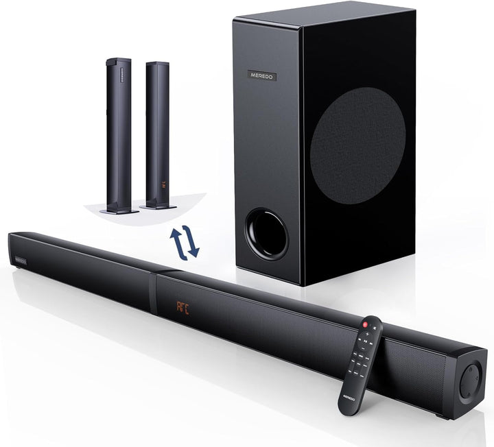 MEREDO Soundbar für TV Geräte mit Subwoofer PC-Gaming 2.1 Kanal Abnehmbare 2 in 1 Computer Lautsprec