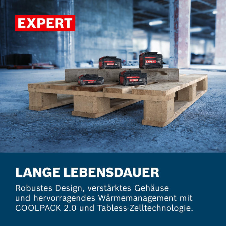 Bosch EXPERT 18V System Hochleistungs-Starter-Set: EXBA18V-80 + 1x ultraschnelles Parallelladegerät