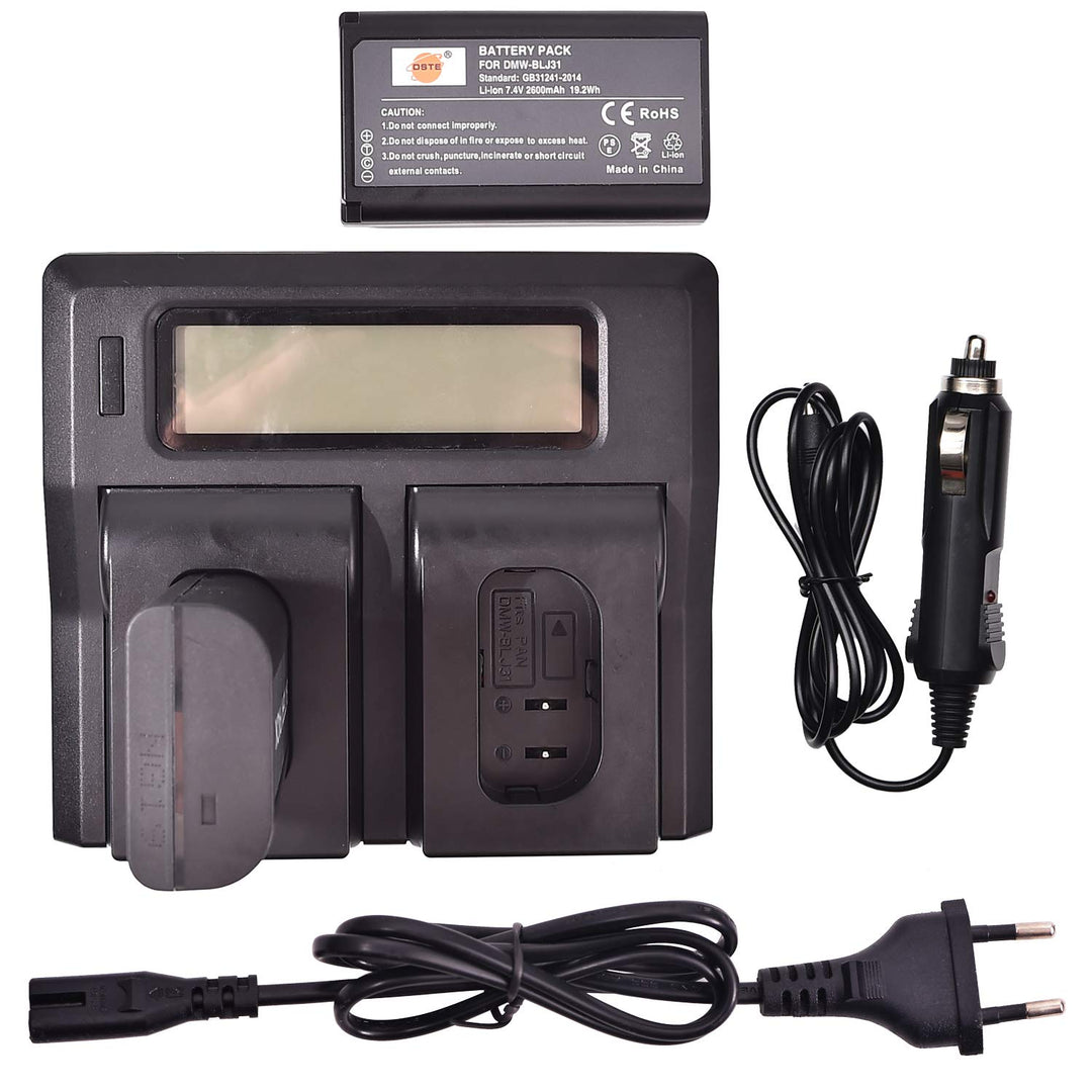 DSTE® 2 Pack Ersatz Batterie DMW-BLJ31 + LCD Dual Ladegerät Compatible für Panasonic DMW-BLJ31,DMW-B