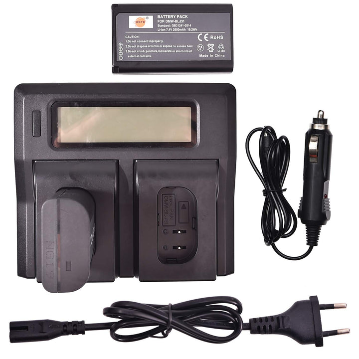 DSTE® 2 Pack Ersatz Batterie DMW-BLJ31 + LCD Dual Ladegerät Compatible für Panasonic DMW-BLJ31,DMW-B