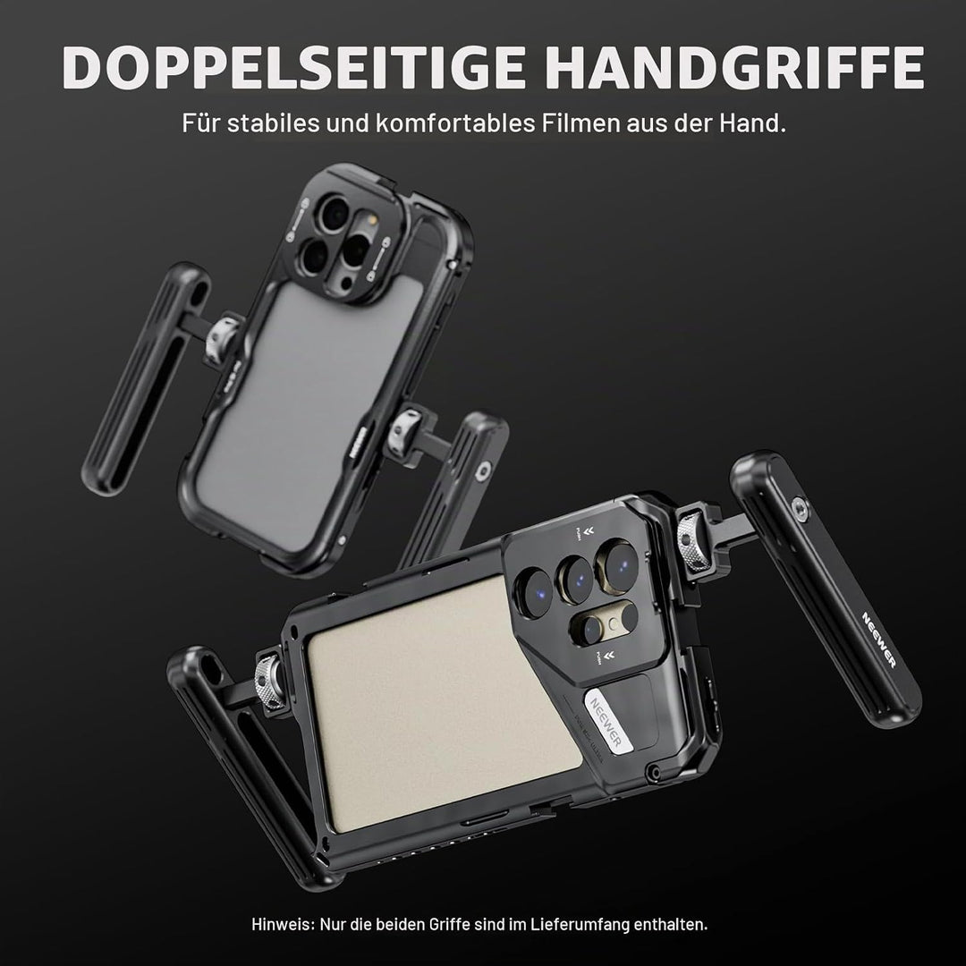 NEEWER 2er Pack drehbarer Seitengriff/Obergriff,Aluminiumgriff nur für iPhone 15 Samsung S22 S23 Tel