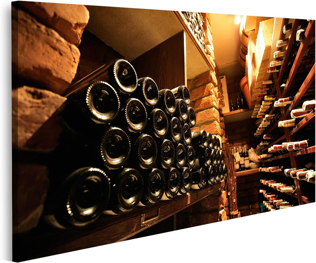 islandburner Bild auf Leinwand Weinkeller Eichenfässer Schatullen Bilder Wandbilder Poster, 80L x 40