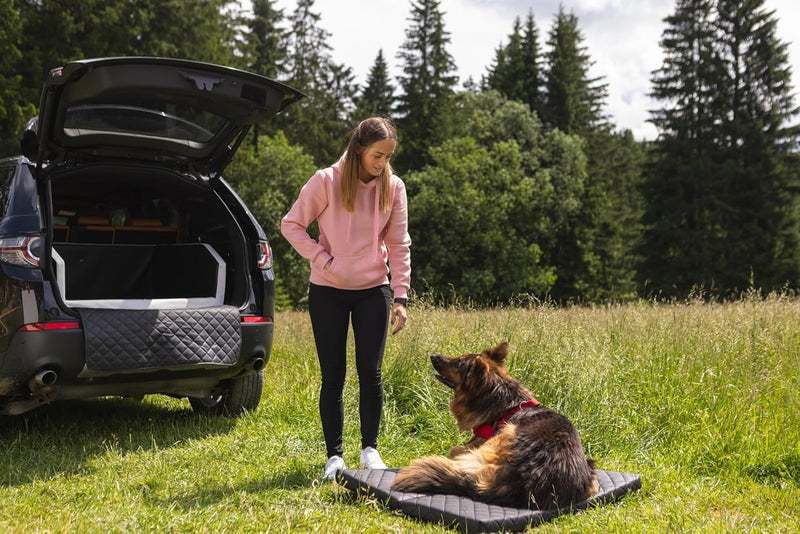 Velinda Autohundebett Reisebett Hundebett für Kofferraum Transportsystem 90x55cm (Farbe: schwarz, bl