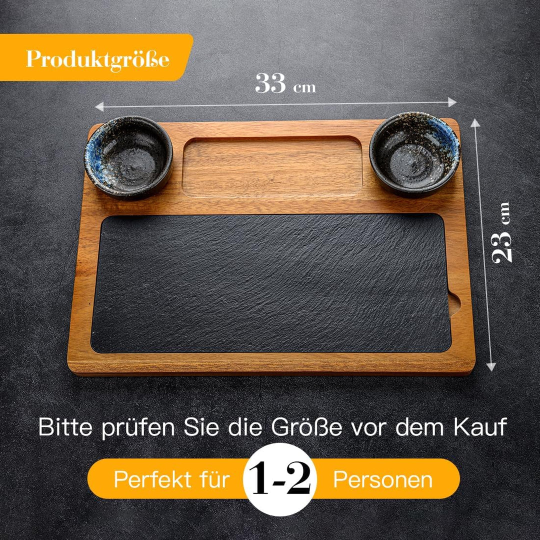 Schieferplatte Servierplatte Für Steak, Zum Grill Geschirr, Schieferplatte Servierplatte aus Akazien