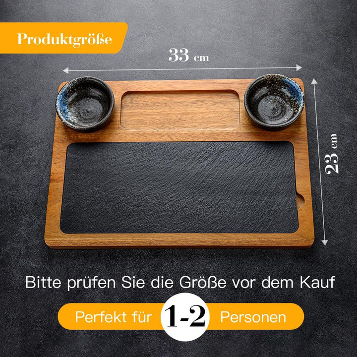Schieferplatte Servierplatte Für Steak, Zum Grill Geschirr, Schieferplatte Servierplatte aus Akazien