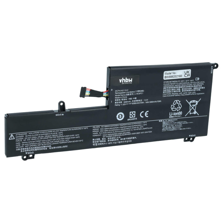 vhbw Akku kompatibel mit Lenovo Yoga 720-15IKB (80X700BRGE), 720-15IKB-80X7 Notebook (6150mAh, 11.56