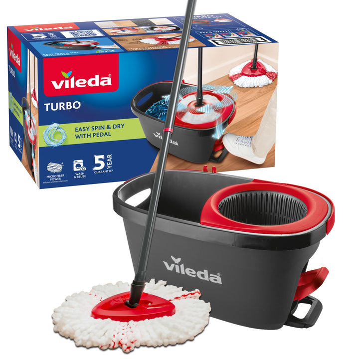 Vileda Turbo 2in1 Wischmopp-Set mit Fusspedal, Teleskopstiel