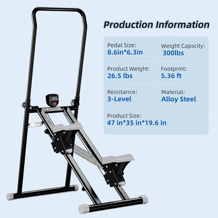 Stair Stepper für Zuhause, Stairmaster mit Einstellbarem 3 Stufen Widerstand für Ganzkörpertraining,