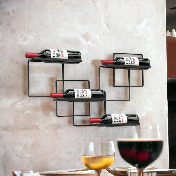 DanDiBo Weinregal Wand Metall Schwarz Wine Line Flaschenregal Flaschenständer Flaschenhalter für 4 F