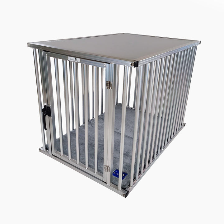 Callieway® ALU DOGBOX/Hundebox/ALU Hundkäfig für Büro und Daheim (nur vertikale Stäbe) (MEDIUM: 65cm