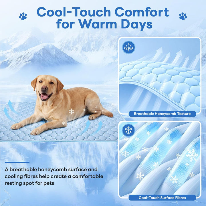 Gimars XXL Kühlmatte Hund aus kühlendem Ice-Silk Stoff, Waschbare Wasserfeste Hundematte für den Som