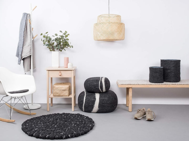 myfelt Kurt Filzkugelteppich — Ø 70 cm, ideal für Schlaf-, Wohn-, Kinderzimmer, Flur & Bad 70cm Ø An