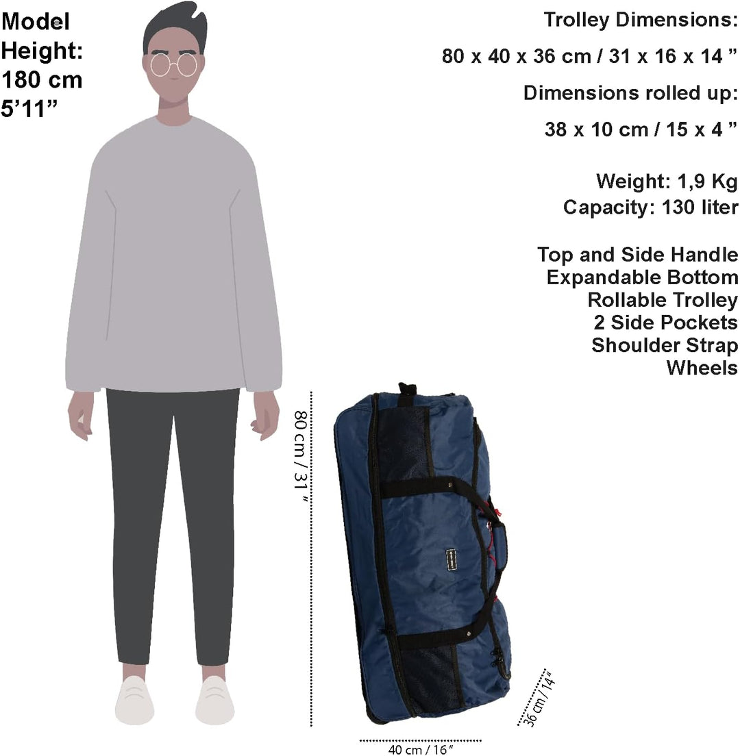 New Rebels Airmont Newark 130L Rollbarer Trolley Weekend Bag Blau, Blau