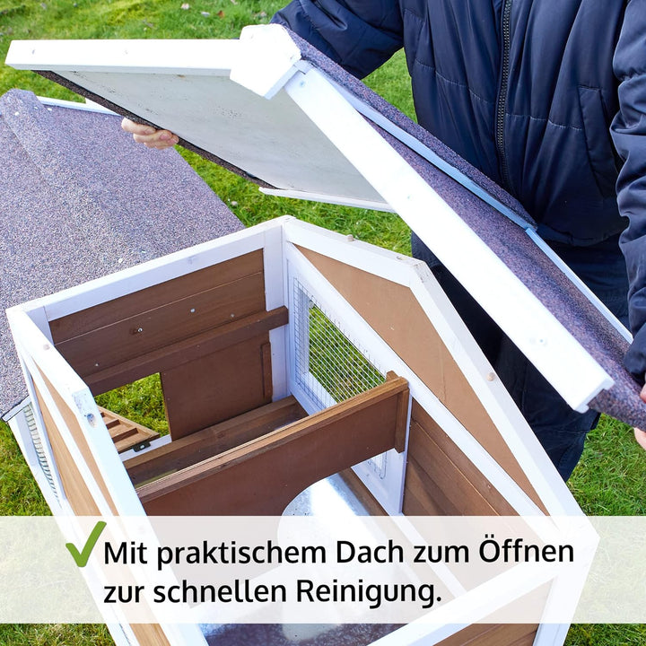 zooprinz moderner Hasenstall, Kaninchenstall – aus massivem Vollholz ideal für draussen -Einfach zu