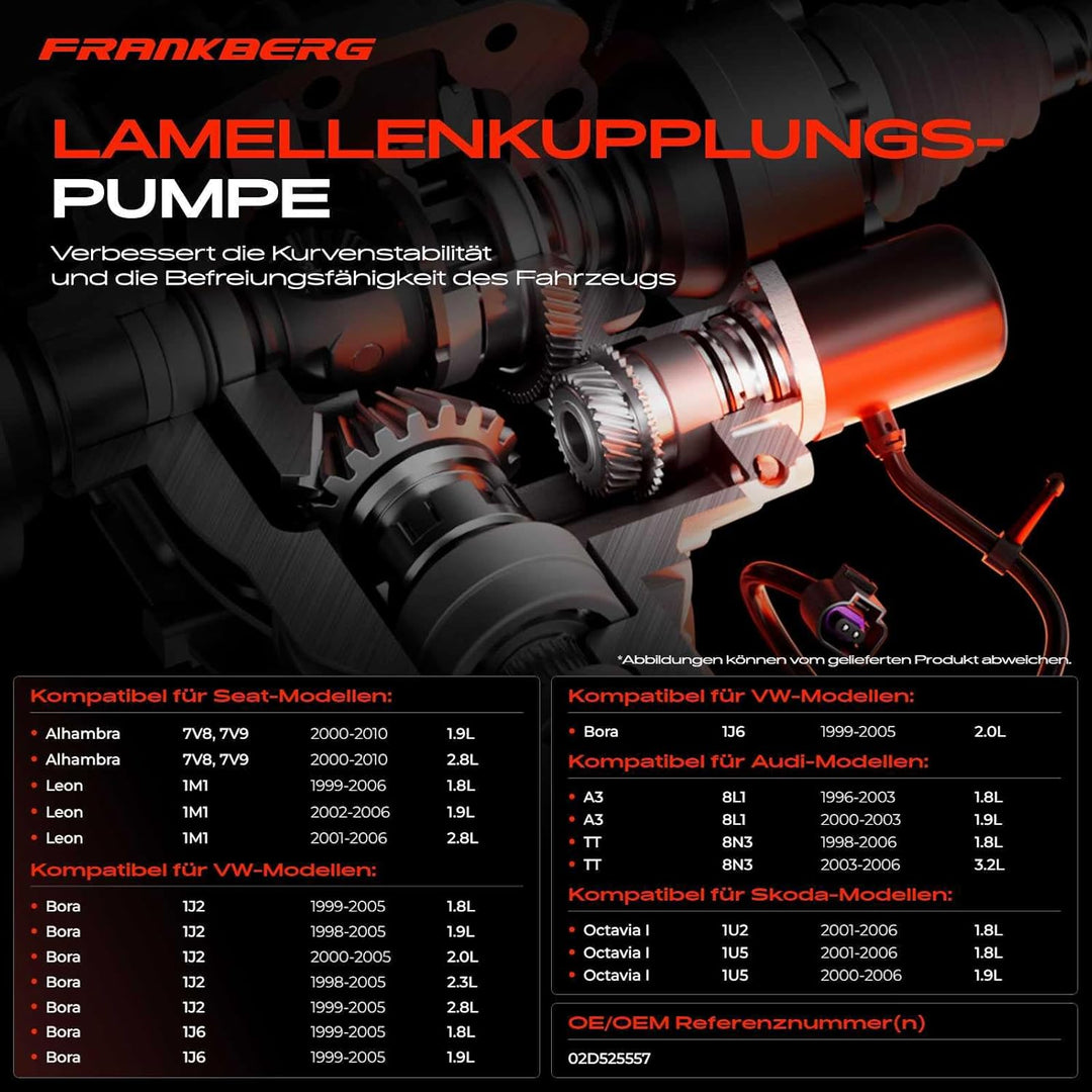 Frankberg Pumpe Vorladepumpe AWD für A3 TT Alhambra Leon Octavia I B-o-r-a Golf IV New Beetle S-h-a-