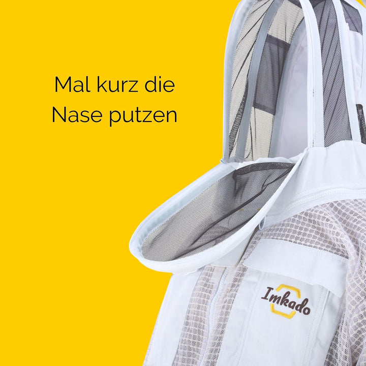 Imkado Atmungsaktiver Imkeranzug, Schutzbekleidung für Imker - Schutz vor Bienenstichen (L, Schleier