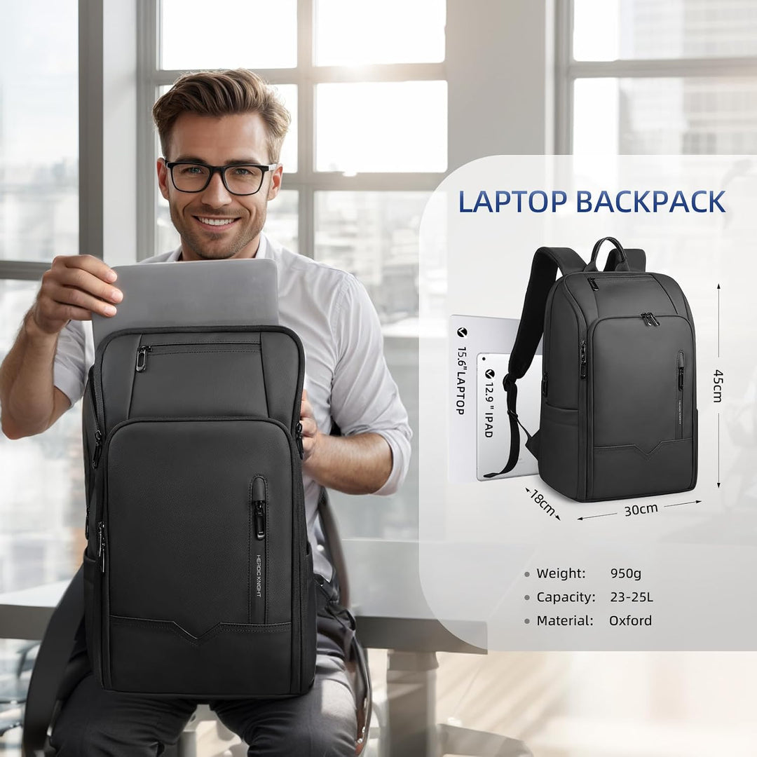 Business Rucksack Herren 15,6 Zoll Laptopfach | Wasserdichter Arbeitsrucksack mit USB-A &amp; USB-C Lade