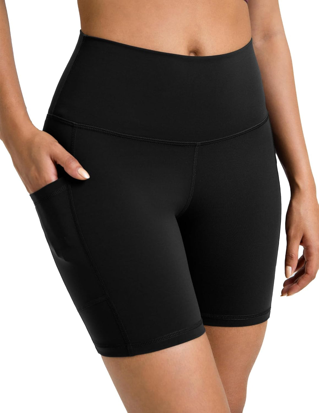 Colorfulkoala Women's High Waisted Biker Shorts mit Taschen 6" Inseam Workout & Yoga Tights S Schwar