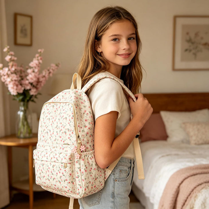 BACH AND BOUJEE Blumenmuster Rucksack mit Schleife Damen Laptop Rucksack leicht lässig für Teenager
