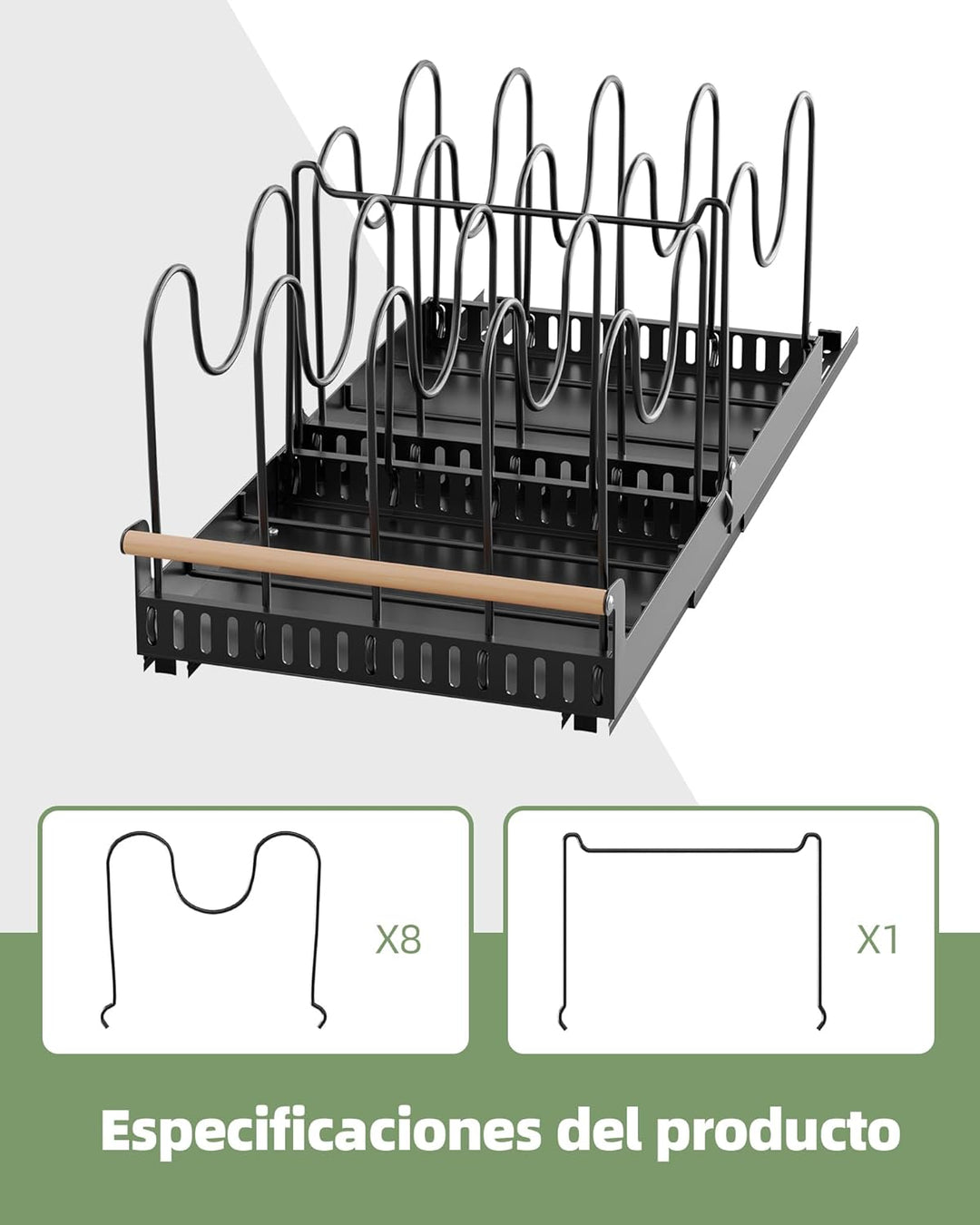 NETEL Topfdeckelhalter Schublade,Ausziehbarer Pfannen Organizer，Deckelhalter für Schrank,Topf Organi