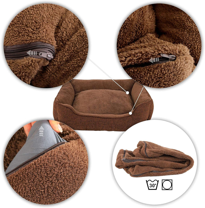 lionto Hundebett meliert Hundekissen Hundekörbchen Bezug abnehmbar, (S) 75x60 cm braun L 75 x B 60 x