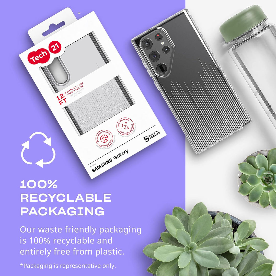 tech21 Evo Sparkle Schutzhülle für Samsung Galaxy S23 Ultra – Sparkle Rain Kratzfeste Handyhülle mit