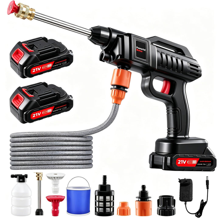 Akku Hochdruckreiniger,3-in-1-Multifunktionsdüse,21 V, 1500 W, 60 bar,Tragbarer Hochdruckreiniger,mi