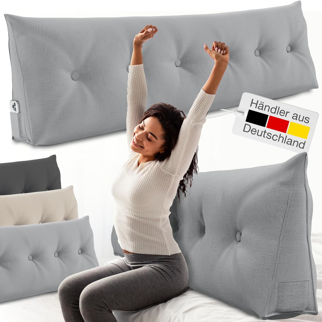 maxVitalis Rückenkissen, Keilkissen für Bett und Sofa geeignet, Lendenkissen, dreieckiges Lesekissen