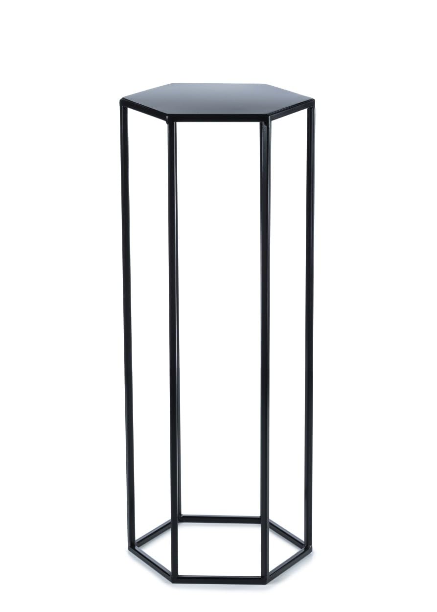 moderner Blumenhocker aus Metall 70 cm sechseckig schwarz Deko Plant Stand Schwarz 70 cm, Schwarz 70